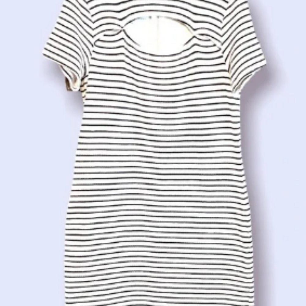 Michael Kors Cutout Textured Nautical Striped Dress